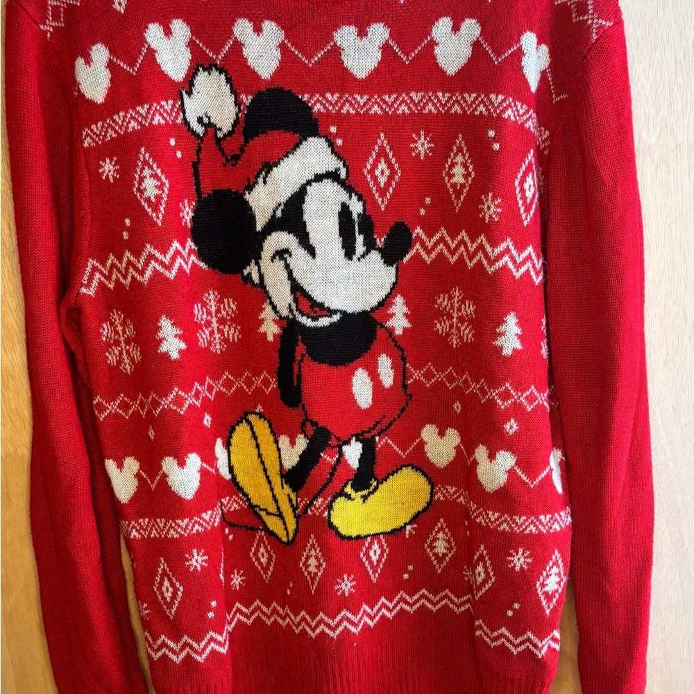 Disney Red Knit Sweater with White Mickey Motif